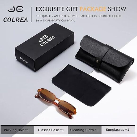 Retro 90s Small Square Rectangle Sunglasses for Women UV400 Sun Protection - Picture 6 of 6